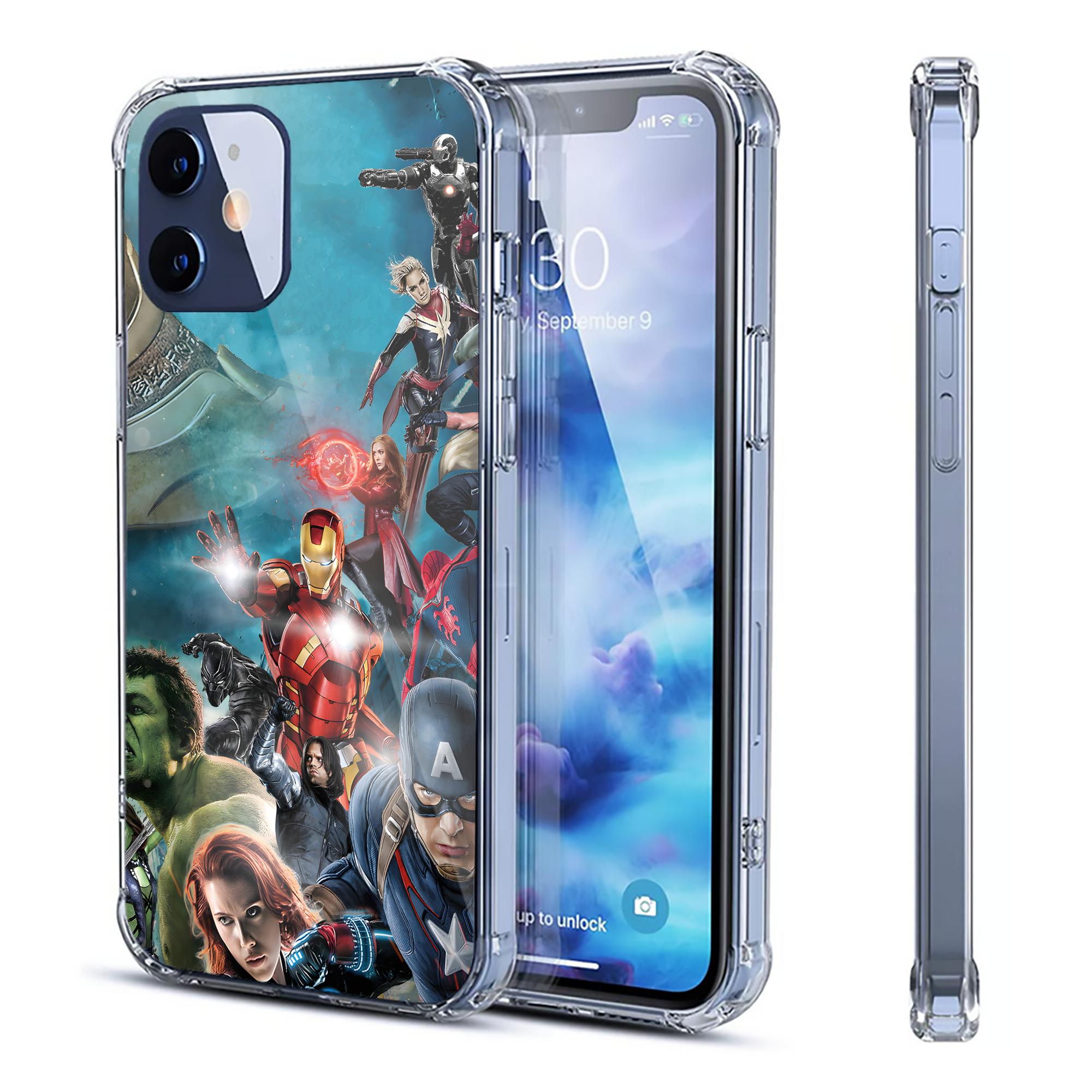 （画像用） アベンジャーズ The Avengers 【iPhone 12シリーズ対応】透明スマホケース（クリアソフトケース）